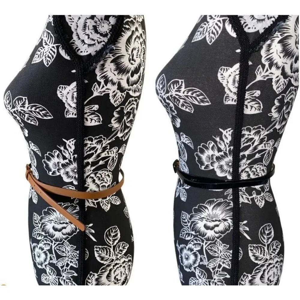 Lot Of 2 Skinny Belts Medium Large Formal Buckle Adjustable Everyday Accessories